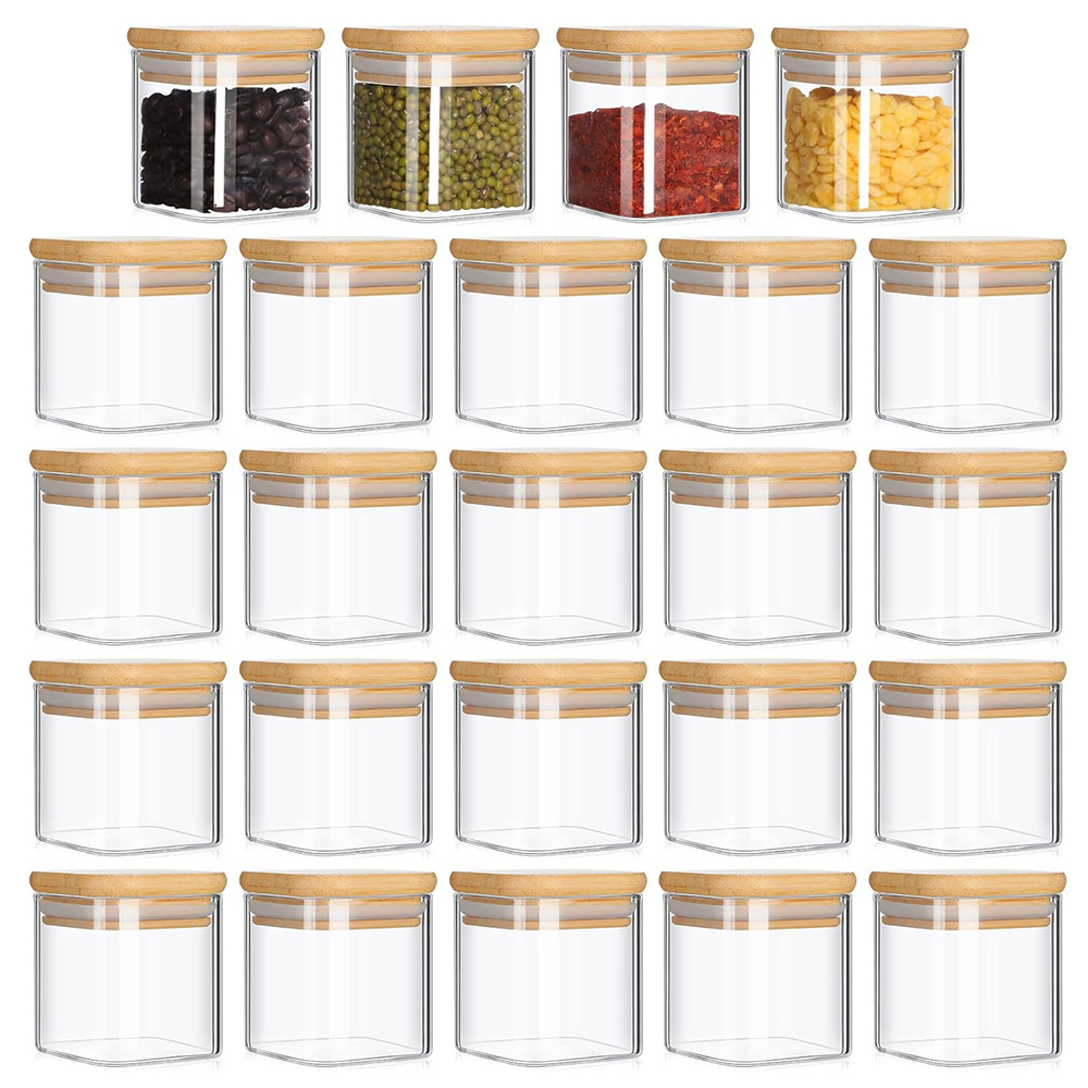 Food Storage Glass Container Set - 4oz 6Packs Glass Jars Set with