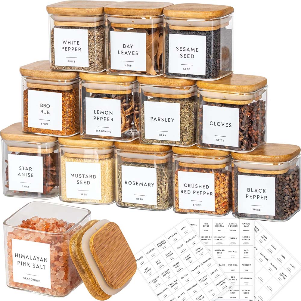 Food Storage Glass Container Set - 5oz Glass Jars Set with Spice