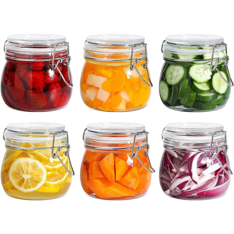 Food Storage Glass Container Set - A96K-Glass Jars 17 Oz Small Airtight