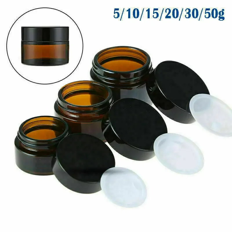 Food Storage Glass Container Set - 2pcs 5ml/10ml/15ml/20ml/30ml/50ml Glass Amber Cosmetic Face
