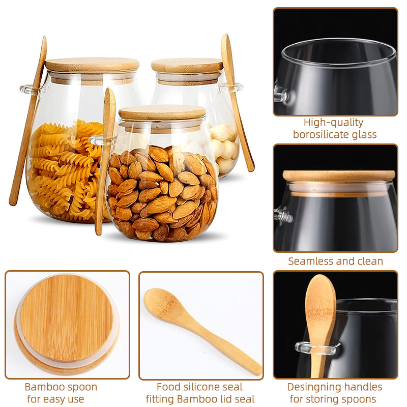 34oz sealed glass jar with spo - Food Storage Glass Container Set review and price