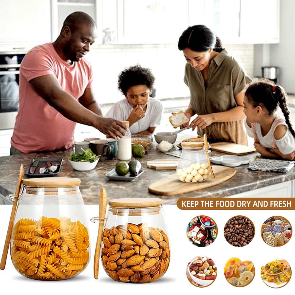 34oz sealed glass jar with spo - Food Storage Glass Container Set review and price
