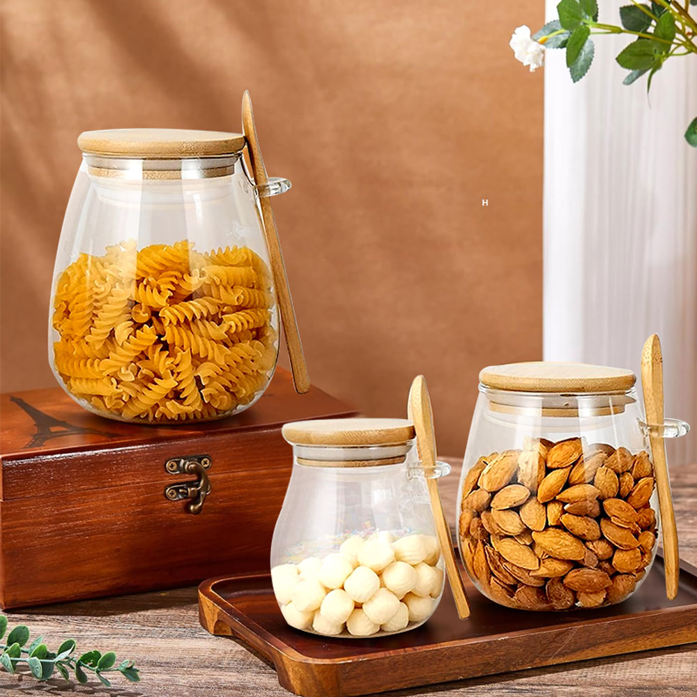 34oz sealed glass jar with spo - Food Storage Glass Container Set review and price