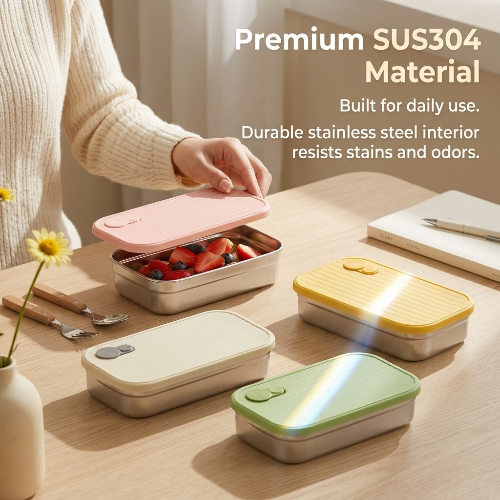 Stainless Steel Bento Box Meta - Food Storage Metal Box review and price