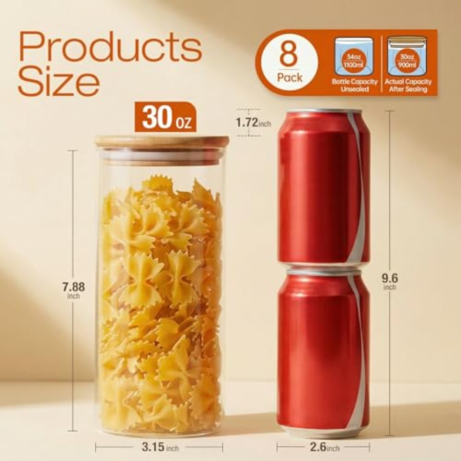 Glass Jars with Bamboo Lids 28 - Food Storage Glass Container Set review and price
