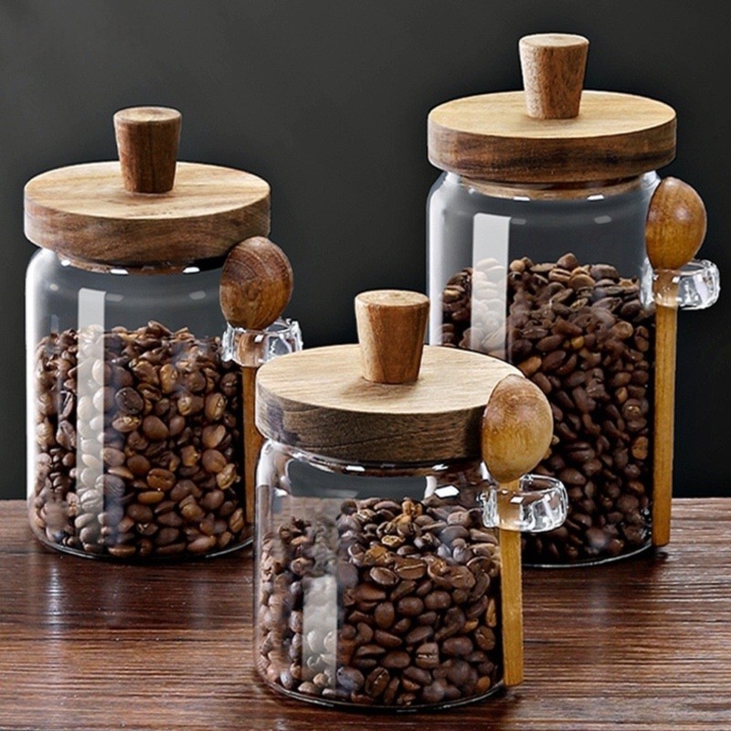 ABJI-Glass Jar With Wooden Lid - Food Storage Glass Container Set review and price