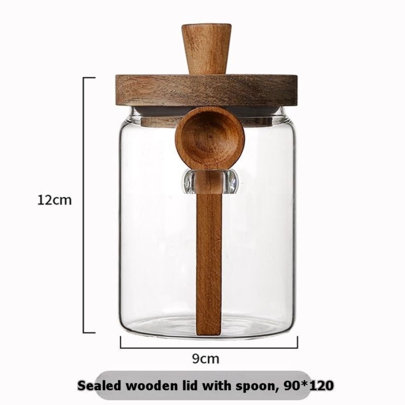 ABJI-Glass Jar With Wooden Lid - Food Storage Glass Container Set review and price