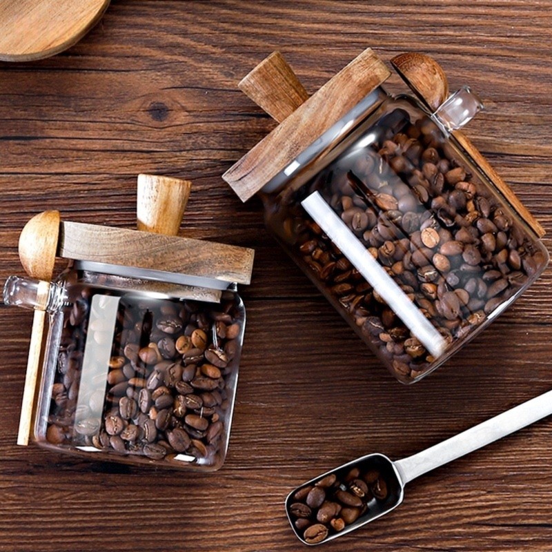ABJI-Glass Jar With Wooden Lid - Food Storage Glass Container Set review and price
