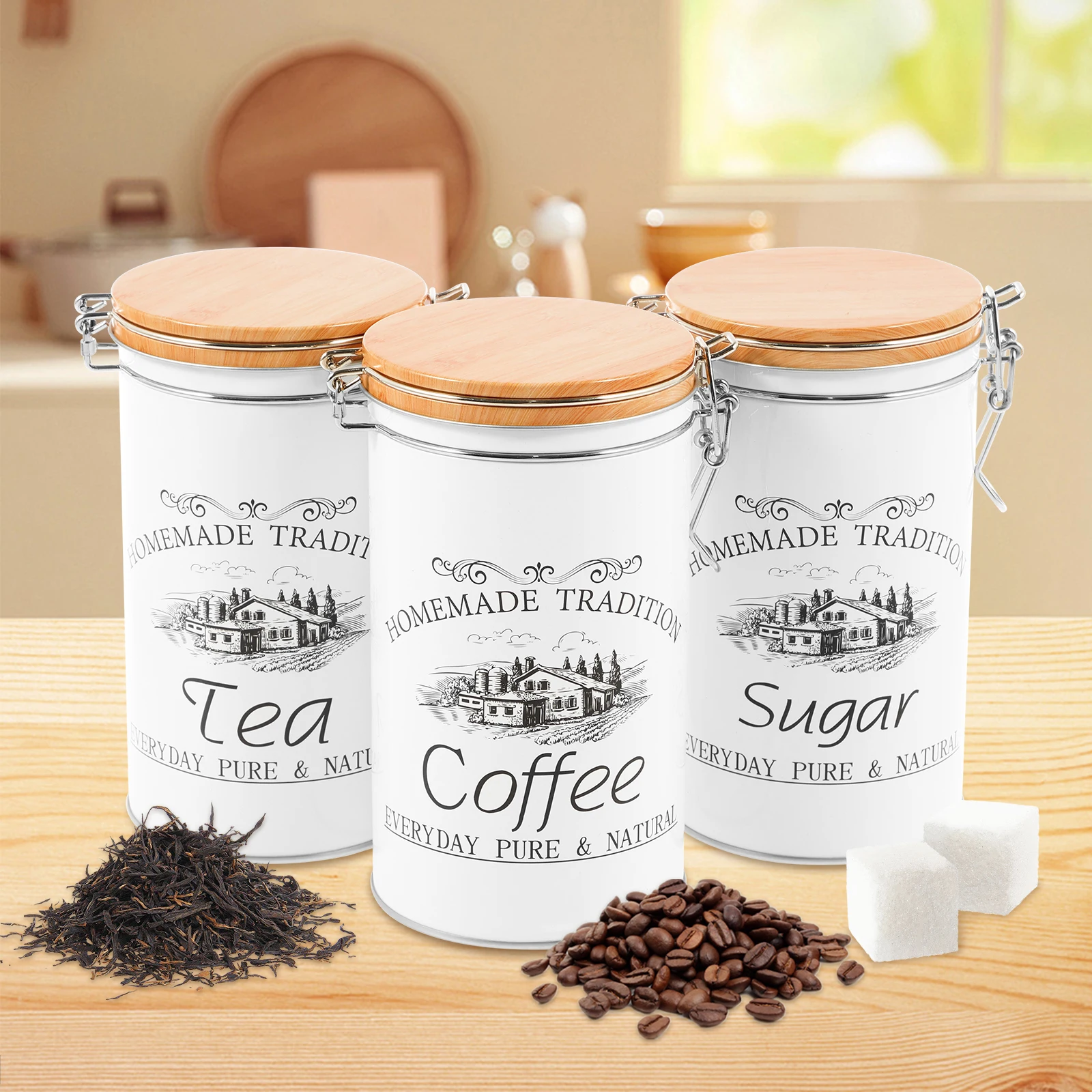 3Pcs/Set Tea Coffee Sugar Cani - Food Storage Metal Box review and price