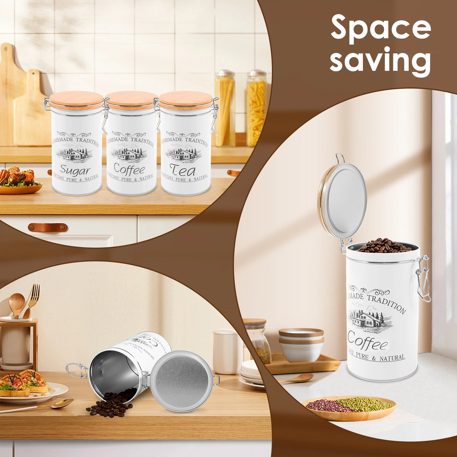 3Pcs/Set Tea Coffee Sugar Cani - Food Storage Metal Box review and price