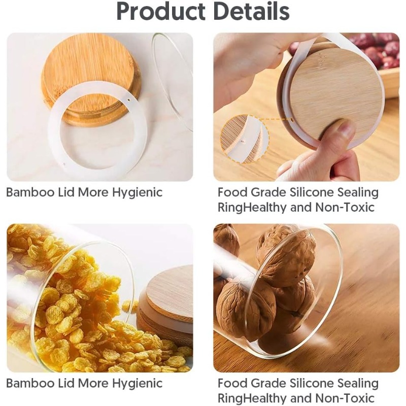 12 Glass Jars Set with Bamboo  - Food Storage Glass Container Set review and price