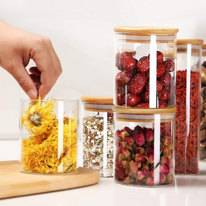 12 Glass Jars Set with Bamboo  - Food Storage Glass Container Set review and price