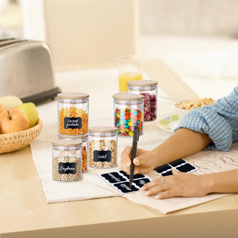 12 Glass Jars Set with Bamboo  - Food Storage Glass Container Set review and price
