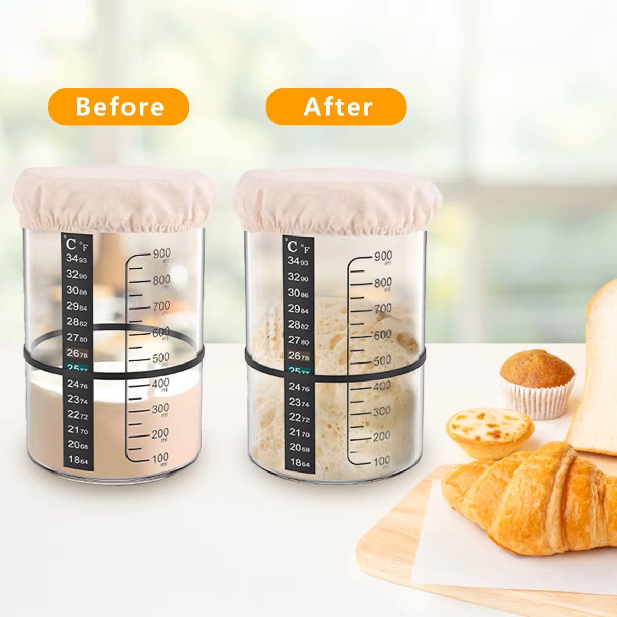 1500/900ml Sourdough Starter J - Food Storage Glass Container Set review and price
