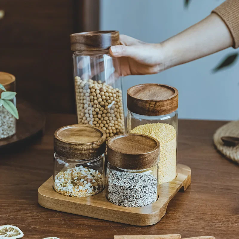 Wood Lid Orgnizer Glass Airtig - Food Storage Glass Container Set review and price