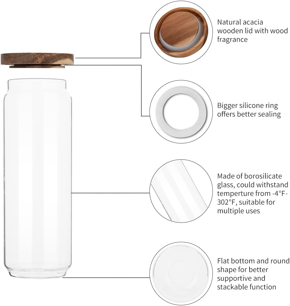 4 Pack 34 OZ Glass Jars with W - Food Storage Glass Container Set review and price