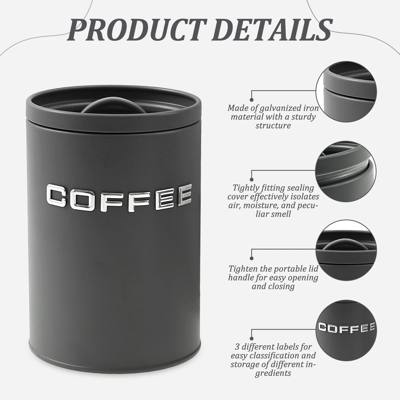 3 Pcs Tea Coffee Sugar Caniste - Food Storage Metal Box review and price